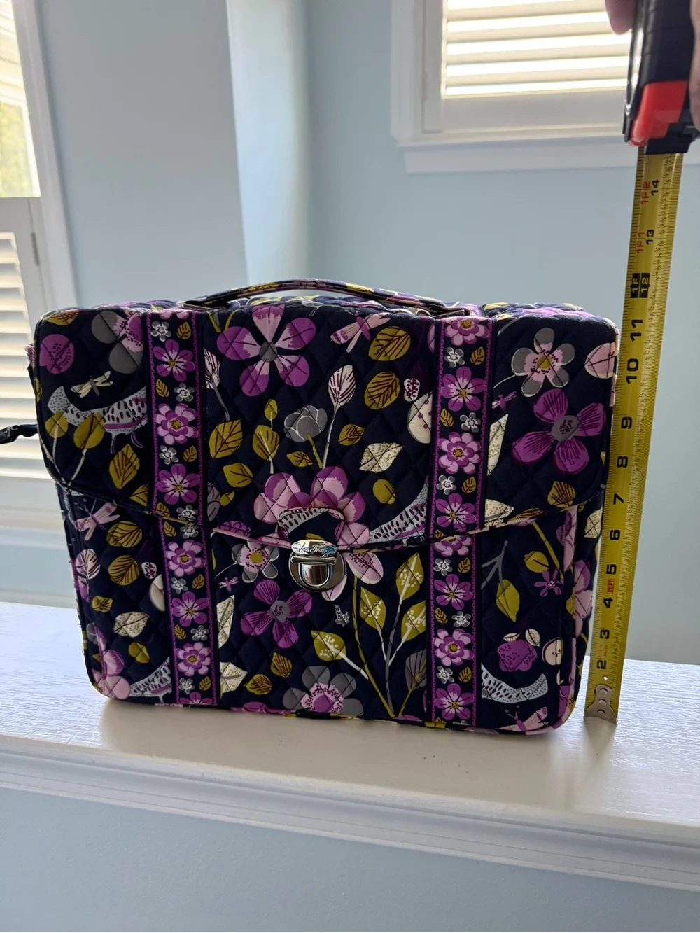 Vera Bradley Quilted Floral Laptop Satchel in Black, Purple and Yellow
